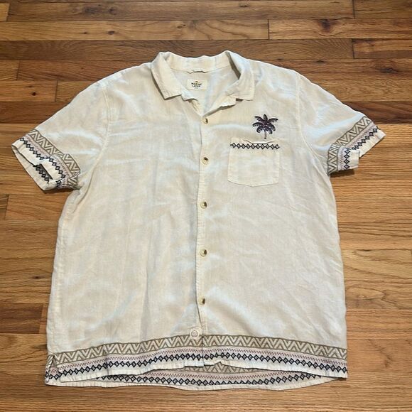 Marine Layer Embroidered Resort Shirt Men’s large  Button Up Short Sleeve Palms - Picture 4 of 12
